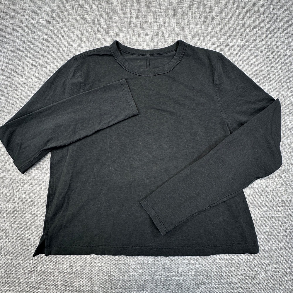 Lululemon Long Sleeve Shirt Womens 6 Faded Black Classic Fit Cotton Blend READ